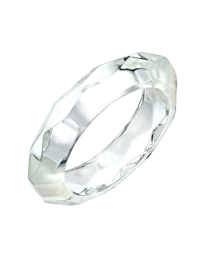 Faceted Bangle Bracelet, Clear