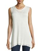 Stretch-knit Sleeveless Tank, Ivory