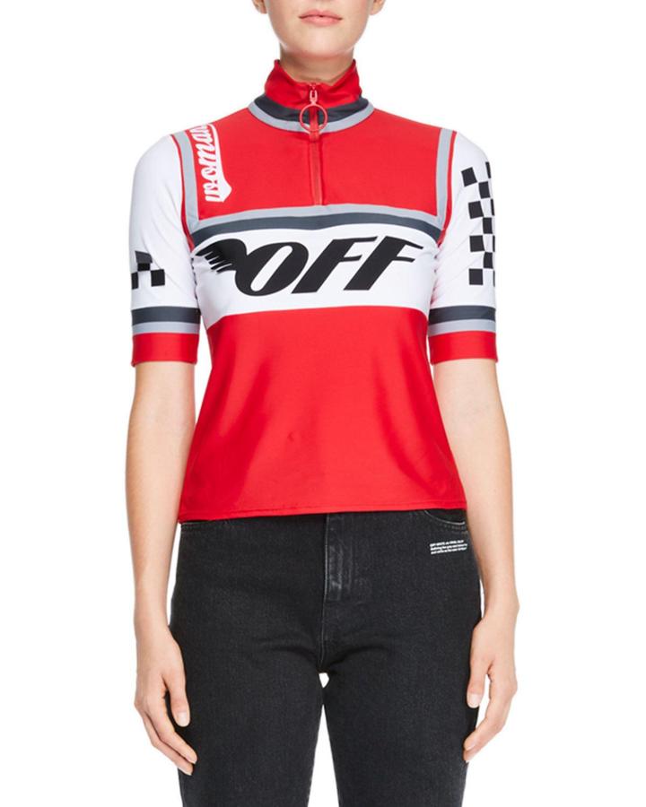 Cycling Racer-print Zip-front Top