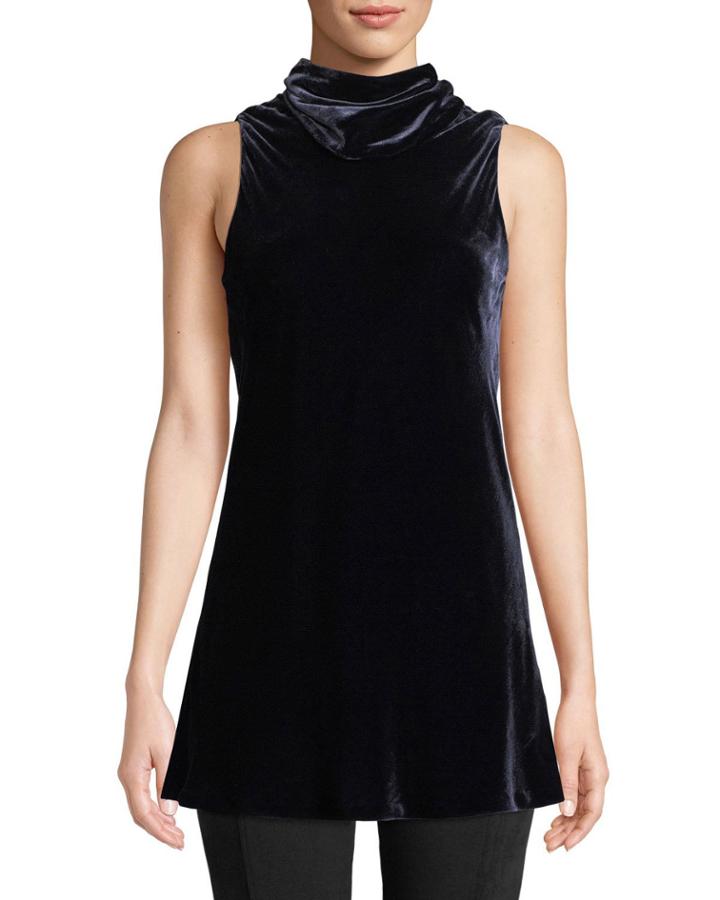 Raynor Sleeveless Tie-back Velvet Blouse