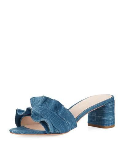 Vera Ruffled Denim Mule