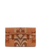 Patchwork Mixed Leather Clutch Bag, Brown
