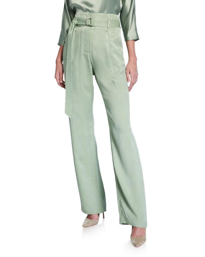 Snake Satin High-rise Pants, Green
