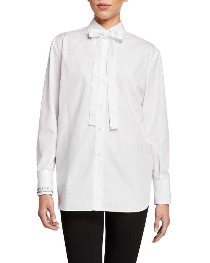 Poplin Poem-cuff Blouse