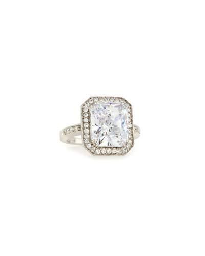 Bezel-set Emerald-cut Cubic Zirconia Ring