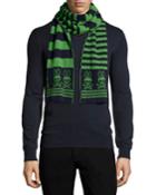 Psycho Bunny Dundee Striped Logo Scarf, Navy/apple,