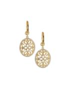 Small 18k Gold Oval Lace Diamond Earrings
