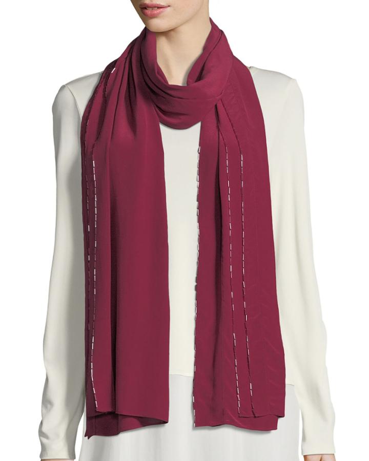 Bead-trimmed Silk Crepe De Chine