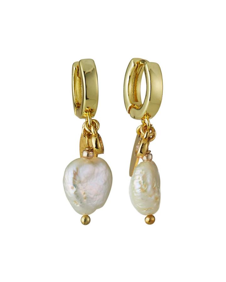Pearl-heart Huggie Earrings