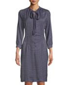 Crescent-print Tie-neck