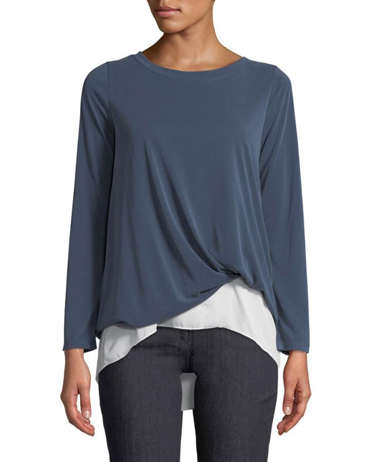 Knot-front Long-sleeve Tee