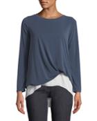 Knot-front Long-sleeve Tee