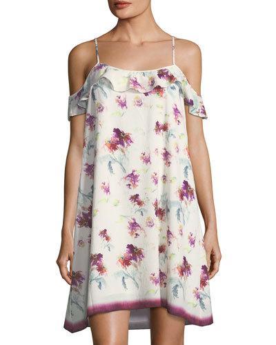 Floral-print Crosshatch-crepe Dress
