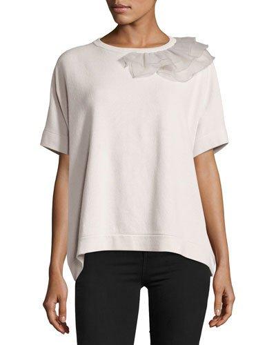 Cashmere Ruffled-neck Sweater,