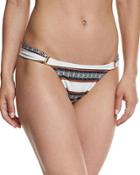 Aztec-print Embellished Swim Bottom, Orange/blue
