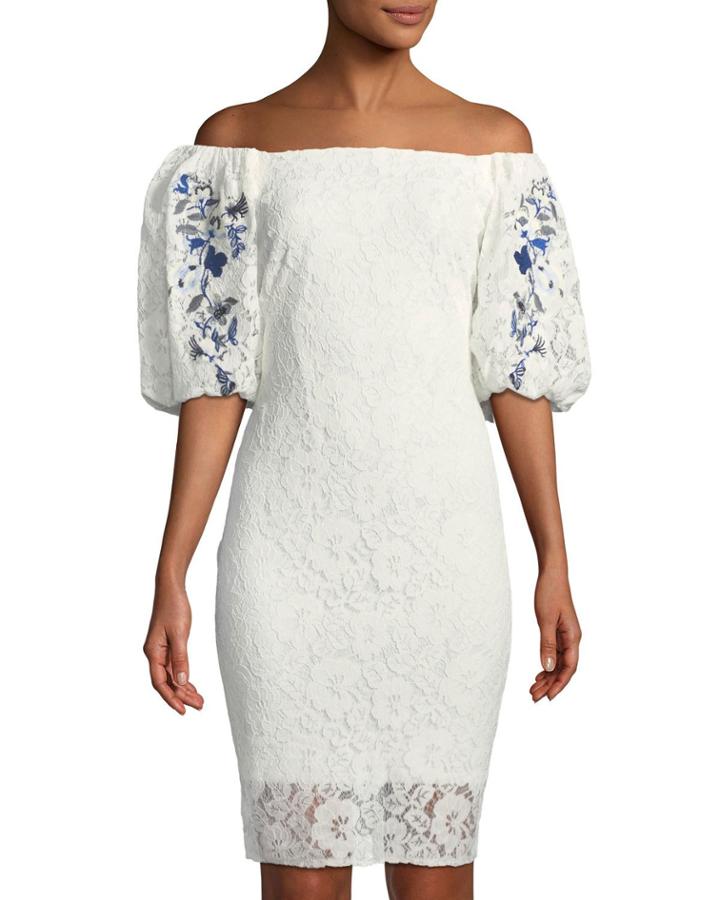 Embroidered Balloon-sleeve