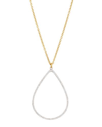 Hoopla Two-tone Pave Diamond Pear Pendant Necklace