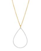 Hoopla Two-tone Pave Diamond Pear Pendant Necklace