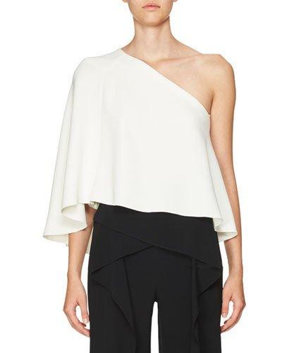 Flutter One-shoulder Top, White