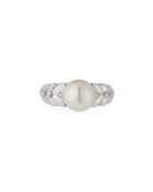 14k Prong-set Diamond & Freshwater Pearl Ring,