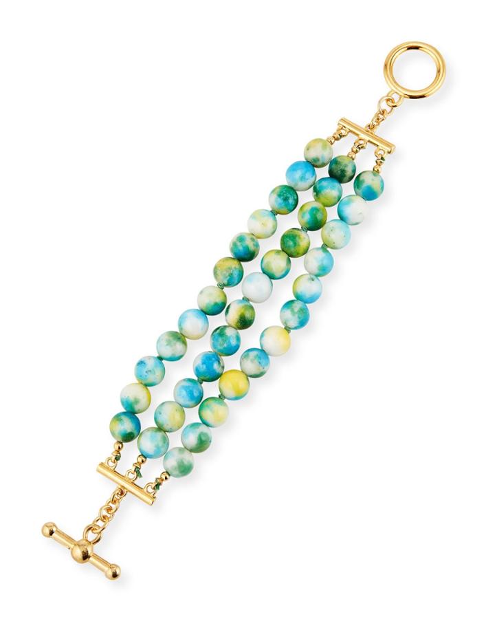 Three-strand Beaded Bracelet, Blue/green