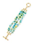Three-strand Beaded Bracelet, Blue/green