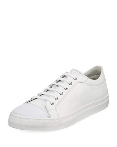 Leather Sneaker W/ Textured Toe
