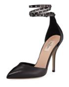 Leather Ankle Pumps With Grommets