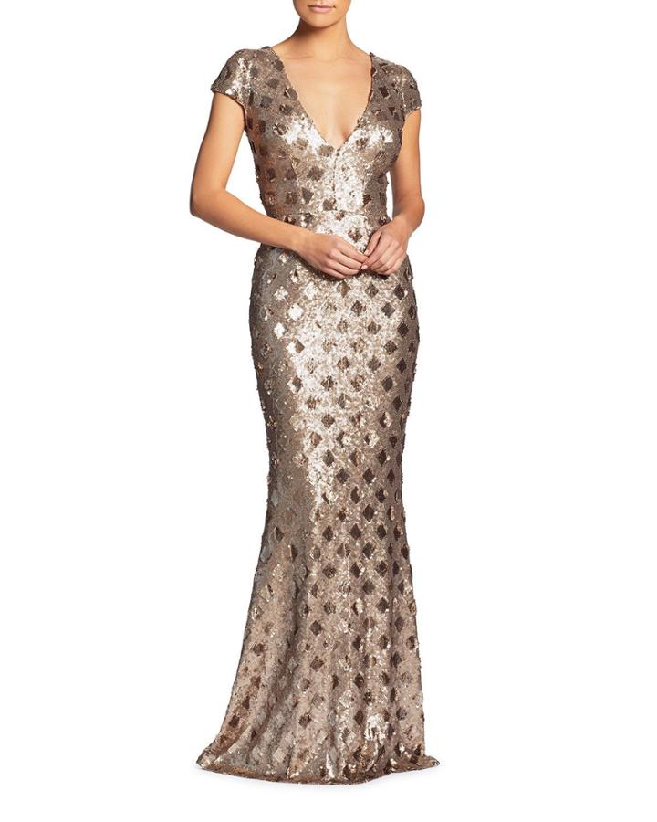 Lina Sequined Column Gown