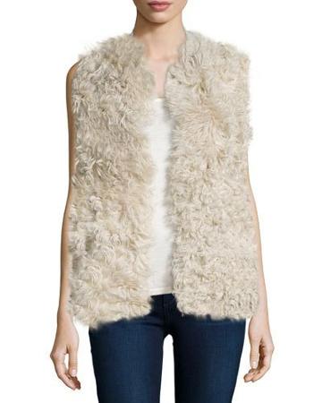Shearling Vest With Knit Back