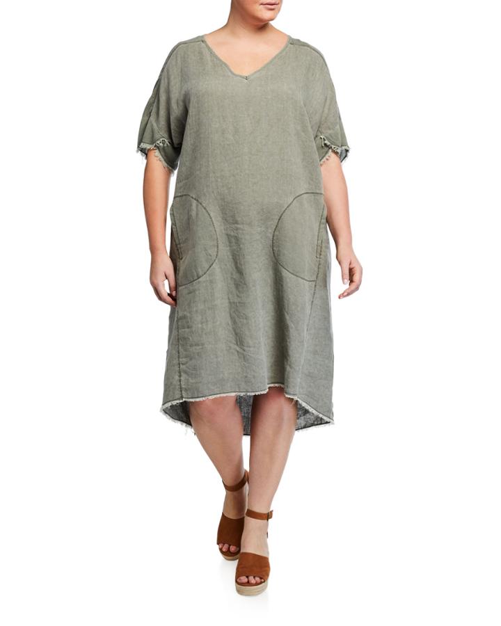 Plus Size Reeta Tie-dye Linen Tunic Dress