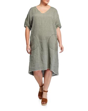 Plus Size Reeta Tie-dye Linen Tunic Dress