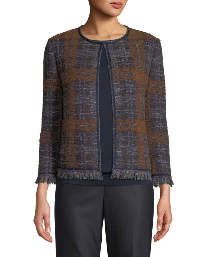 Plaid Boucle Jacquard Knit Jacket