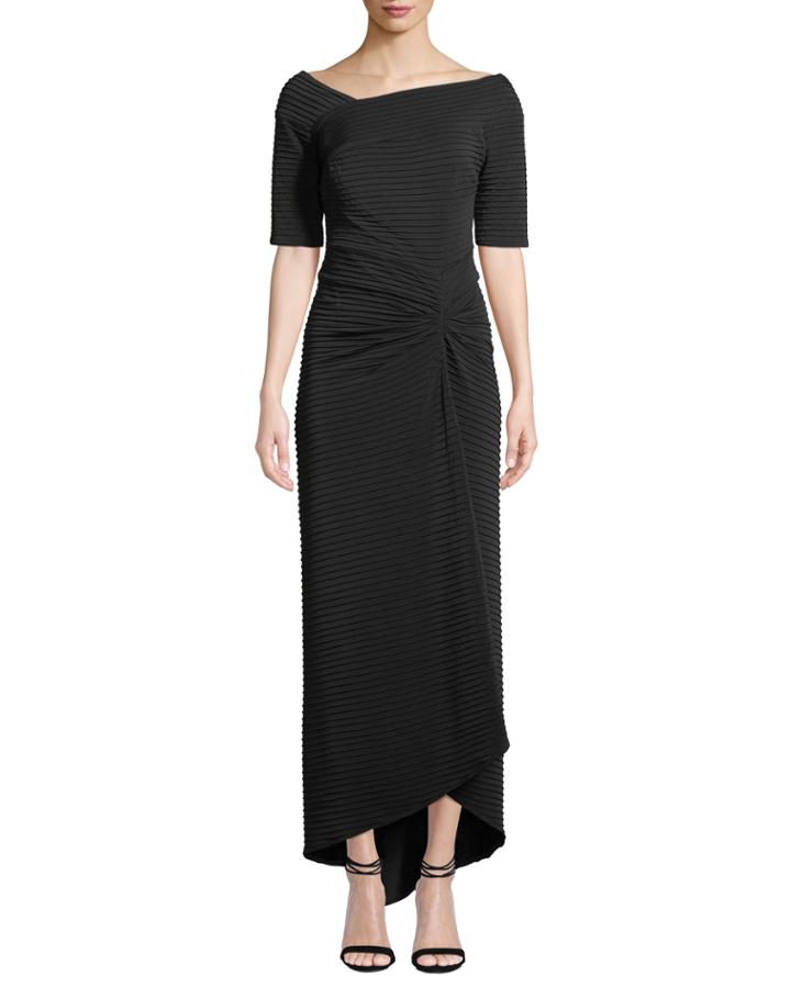 Avitus Pintuck Elbow-sleeve Gown