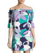 Smocked Off-the-shoulder Dress,
