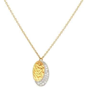 Mango Pave 24k Oval Diamond-swirl Pendant Necklace