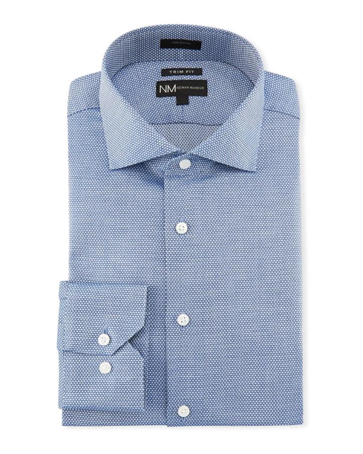 Men's Slim-fit Regular-finish Textured Dress