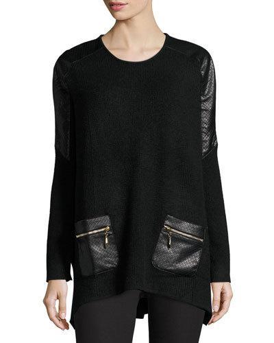 Leather-panel Oversized