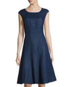 Bev Linen A-line Dress, Blue