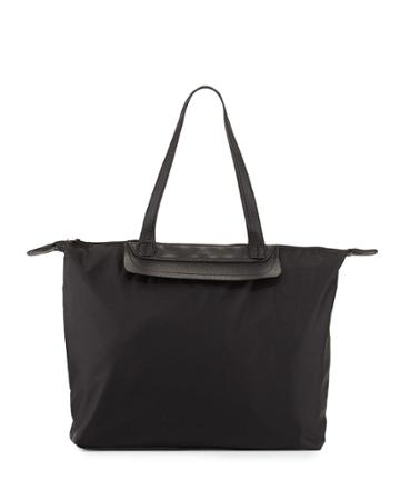 Neiman Marcus Mara Faux-leather Trimmed Tote Bag, Black