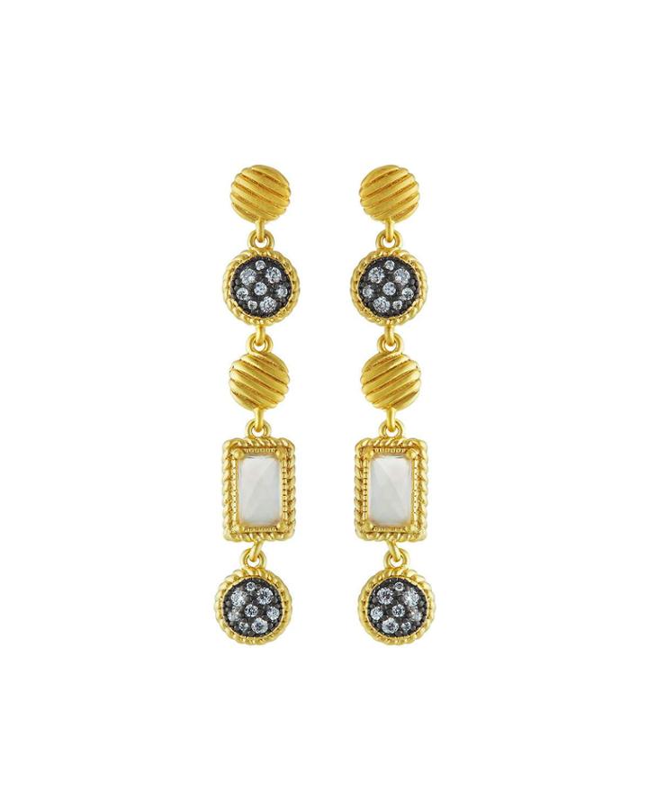 Gilded Cable Stone Drop Earrings