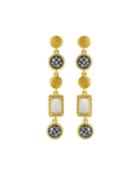 Gilded Cable Stone Drop Earrings