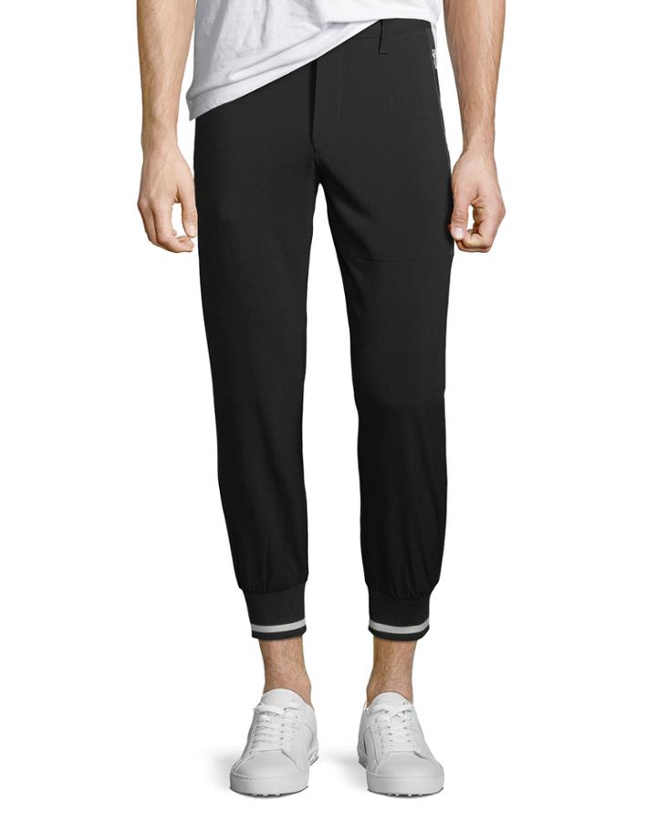 Ribbed-cuff Woven Jogger Pants