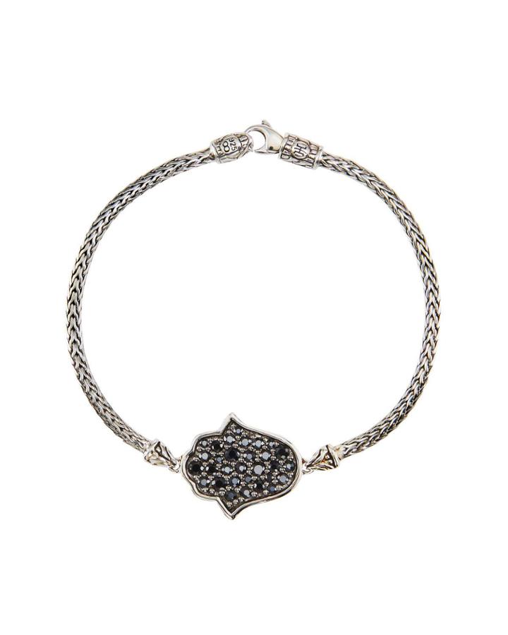 Classic Chain Black Sapphire Lava Mano Di Fatima Bracelet