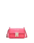 Lizard-skin Rockstud Sling Bag, Fuchsia