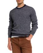 Men's Banded Crewneck Textured Cashmere