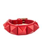Leather Pyramid Bracelet, Red