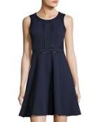 Sleeveless Stud-embellished Dress, Navy