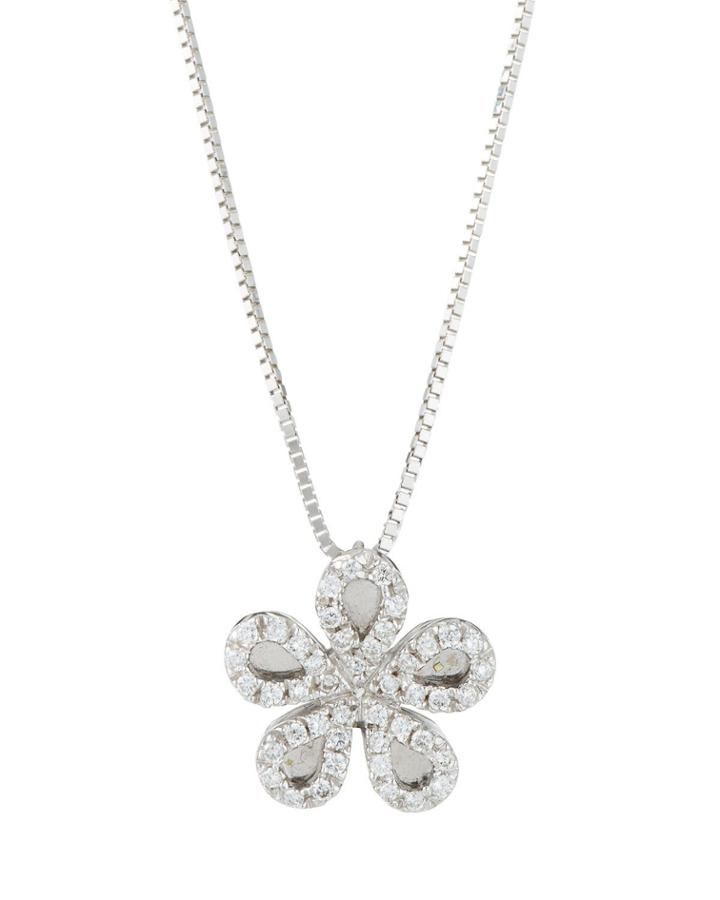 18k White Gold Diamond Daisy Necklace