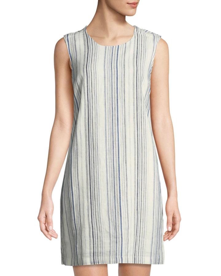 Tie-back Striped Linen Tunic Dress